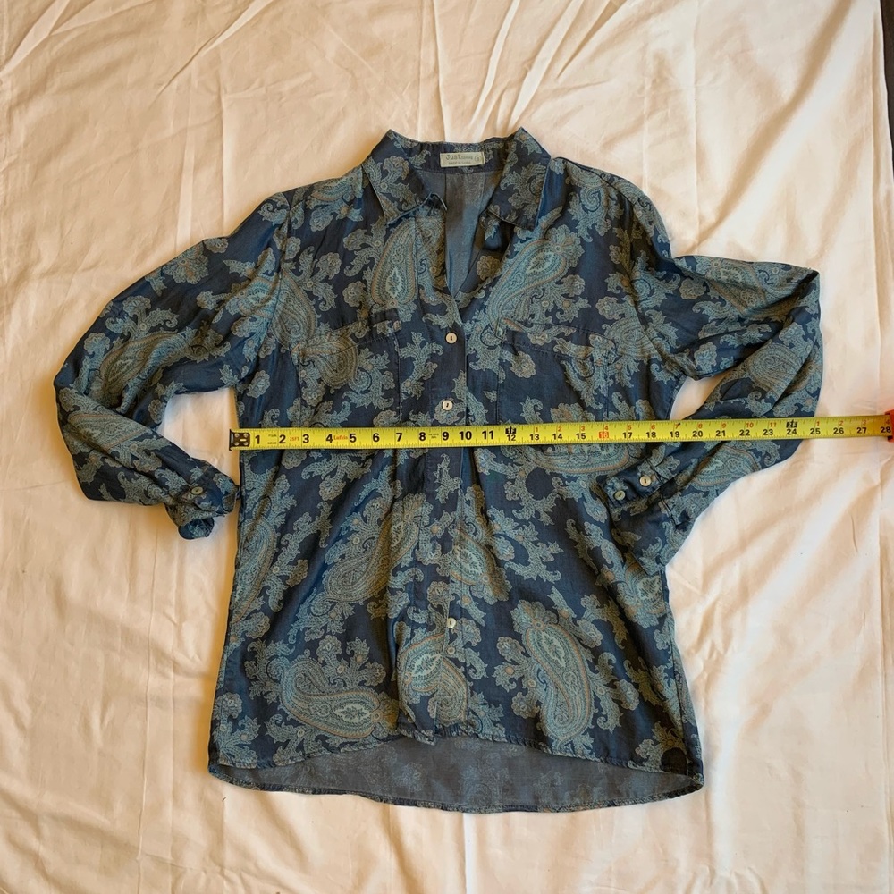 Just Living Lyocell Blue Paisley Button Down Shirt